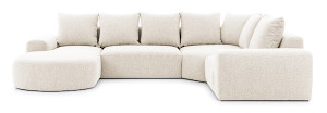 Narożnik modułowy Castellina U-kształtny z oparciem po prawej stronie beżowy w tkaninie boucle Wyprzedaż