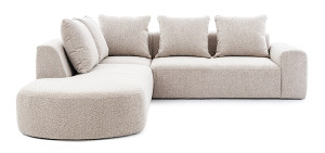 Narożnik modułowy Castellina L-kształtny 255 cm większy beżowy w tkaninie boucle lewostronny Wyprzedaż