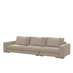 Sofa trzyosobowa Mia brązowa w tkaninie łatwoczyszczącej HOMEBOOK
