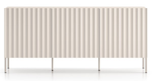 Komoda trzydrzwiowa Derriva z ryflowanymi frontami 170 cm kaszmir Wyprzedaż