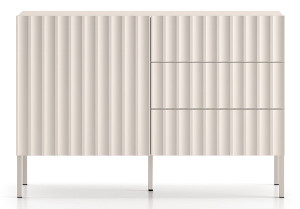 Komoda Derriva z szufladami i ryflowanymi frontami 113 cm kaszmir Wyprzedaż