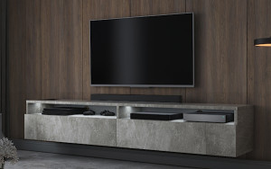 Szafka RTV Rednaw 180 cm Beton z oświetleniem HOMEBOOK