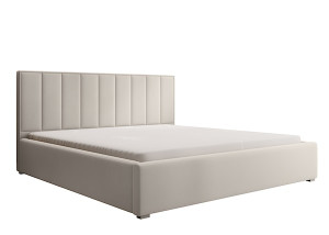 Łóżko tapicerowane 140x200 cm Rinus kremowe w tkaninie hydrofobowej HOMEBOOK