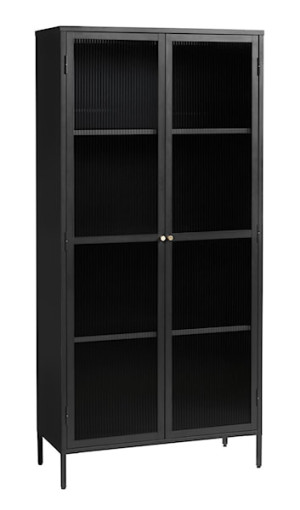 Witryna metalowa Avensunly 190 cm z przeszkleniem czarna HOMEBOOK