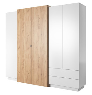 Szafa pięciodrzwiowa Fareers 230 cm biała / dąb craft złoty HOMEBOOK