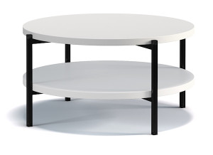 Stolik kawowy Kortala okrągły 80 cm biały mat z półką HOMEBOOK