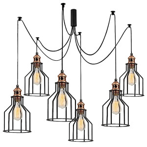 Lampa wisząca Franklog x6 żyrandol czarna HOMEBOOK