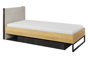 Łóżko Teen Flex z szufladą 90 cm Hikora naturalna / silk flou / raw steel