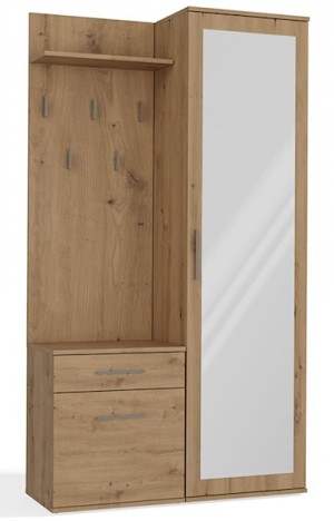 Zestaw do przedpokoju Duvio z szafą i lustrem 100 cm dąb artisan Wyprzedaż