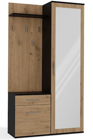 Zestaw do przedpokoju Duvio z szafą i lustrem 100 cm dąb artisan / antracyt Wyprzedaż