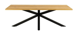 Stół do jadalni prostokątny Kardema 220x90 cm dąb fornirowany na czarnych nogach HOMEBOOK