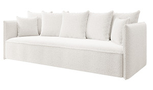 Kanapa z funkcją spania trzyosobowa Calabrio z pojemnikiem boucle szara HOMEBOOK kanapa z funkcją spania