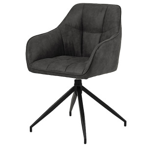 Krzesło tapicerowane obrotowe Hongor ciemny szary na czarnych nogach HOMEBOOK