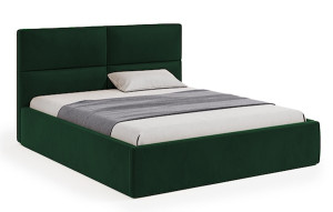 Łóżko tapicerowane Helma 160x200 cm z pojemnikiem zielone welur HOMEBOOK