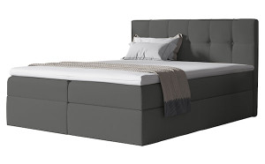 Łóżko kontynentalne Verdeni 120x200 z dwoma pojemnikami, materacem i topperem ciemnoszare hydrofobowe HOMEBOOK