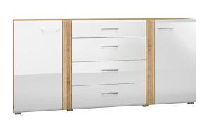 Komoda dwudrzwiowa Fandri z szufladami 190 cm Dąb castello / Biały połysk HOMEBOOK