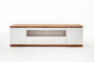 Szafka RTV Bridder 202 cm biały mat/dąb Wyprzedaż