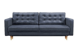 Kanapa z funkcją spania trzyosobowa Juttic z pojemnikiem granatowa plecionka hydrofobowa HOMEBOOK kanapa z funkcją spania