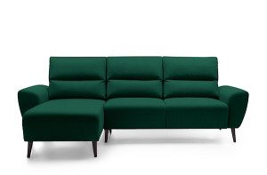 Narożnik rozkładany z funkcją spania Moon zielony w tkaninie hydrofobowej lewostronny HOMEBOOK