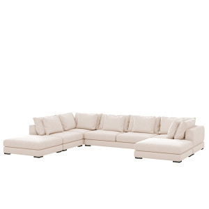 Narożnik modułowy Mia U-kształtny duży kremowy w tkaninie łatwoczyszczącej HOMEBOOK