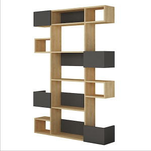 Regał otwarty Makrud antracytowy/dąb HOMEBOOK