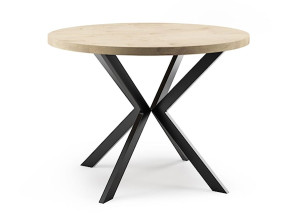 Stół okrągły Seolas rozkładany 120 cm Dąb Craft Złoty/ Czarny HOMEBOOK