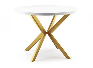 Stół okrągły Seolas rozkładany 100 cm Biały/ Złoty HOMEBOOK