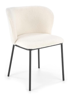 Krzesło tapicerowane Prively kremowe w tkaninie boucle Wyprzedaż