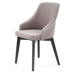 Krzesło tapicerowane Berlas popielaty velvet na grafitowej podstawie HOMEBOOK