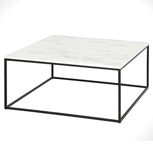 Stolik kawowy metalowy Felyndiira biały/czarny 75x75 cm HOMEBOOK