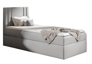 Łóżko kontynentalne jednosobowe Dulmo Mini 80x200 z pojemnikiem i topperem szare hydrofobowe HOMEBOOK