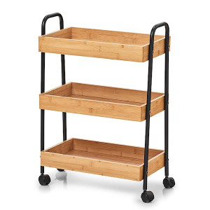 Wózek kuchenny Battie bambusowy czarny HOMEBOOK