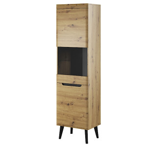 Witryna wąska Livinella dąb Artisan z oświetleniem HOMEBOOK