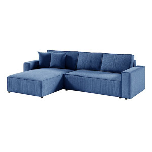 Narożnik rozkładany z funkcją spania Farese L niebieski sztruks HOMEBOOK