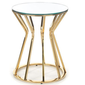 Stolik kawowy Plifies okrągły średnica 45 cm lustro/złoty HOMEBOOK