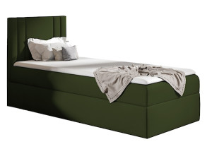 Łóżko kontynentalne jednosobowe Dulmo Mini 80x200 z pojemnikiem i topperem oliwkowe hydrofobowe HOMEBOOK