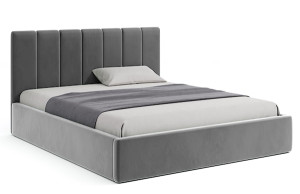 Łóżko tapicerowane Isara 140x200 cm z pojemnikiem szare welur HOMEBOOK