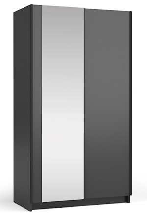 Szafa przesuwna Fiaso dwudrzwiowa z lustrem 100 cm czarna Wyprzedaż