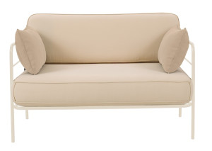 Sofa ogrodowa Preggel 116 cm w tkaninie hydrofobowej beżowa/ kremowy stelaż Wyprzedaż