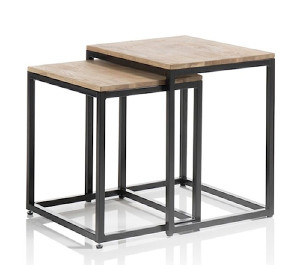 Zestaw dwóch stolików kawowych Gatima z drewna dębowego 50x40 / 45x37 Wyprzedaż