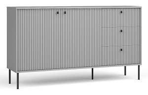 Komoda dwudrzwiowa Zeito z trzema szufladami 156 cm szara Wyprzedaż