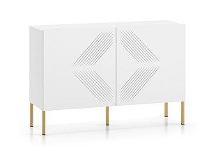 Komoda dwudrzwiowa Nebbato 114 cm biała ze złotymi nóżkami