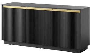 Komoda trzydrzwiowa Riggio z ryflowanymi frontami 154 cm czarny Wyprzedaż