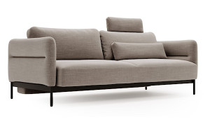 Kanapa rozkładana trzyosobowa Solianero szarobeżowa plecionka Wyprzedaż