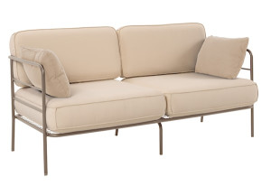 Sofa ogrodowa dwuosobowa Preggel 156 cm w tkaninie hydrofobowej beżowa/ beżowy stelaż Wyprzedaż