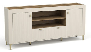 Komoda dwudrzwiowa Lammila 171 cm z szufladą szary beż / dąb whisky Wyprzedaż