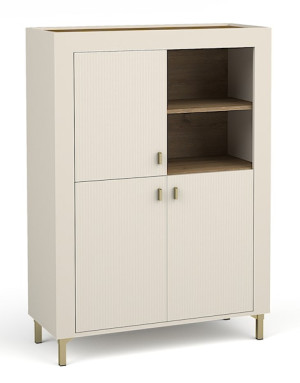 Komoda wysoka Lammila 96 cm szary beż / dąb whisky Wyprzedaż