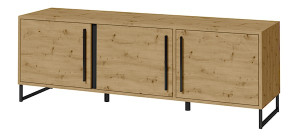 Komoda trzydrzwiowa Abirly 150 cm niska dąb artisan/czarna Wyprzedaż