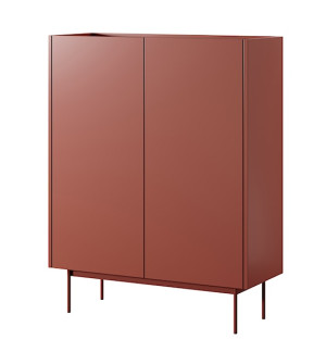 Komoda wysoka Color 97 cm dwudrzwiowa Ceglasta / Dąb Linea Wyprzedaż