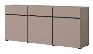 Komoda Kruzoe 78 cm z trzema szufladami i trzema szafkami beżowa Wyprzedaż